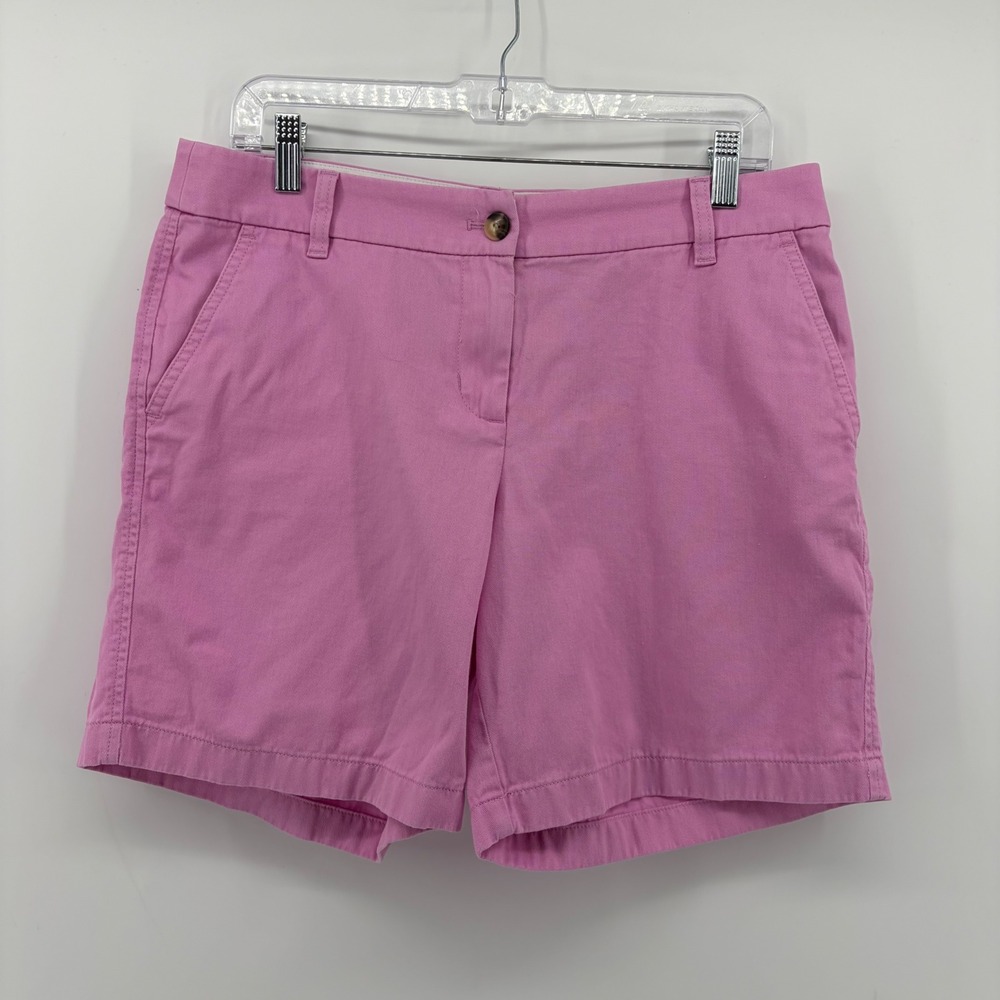 J.Crew Womens Size 8 Pink Chino Shorts Mid Rise Cotton Solid Summer Preppy